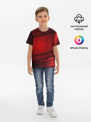 Детская базовая футболка / 3D red Абстрактные линии