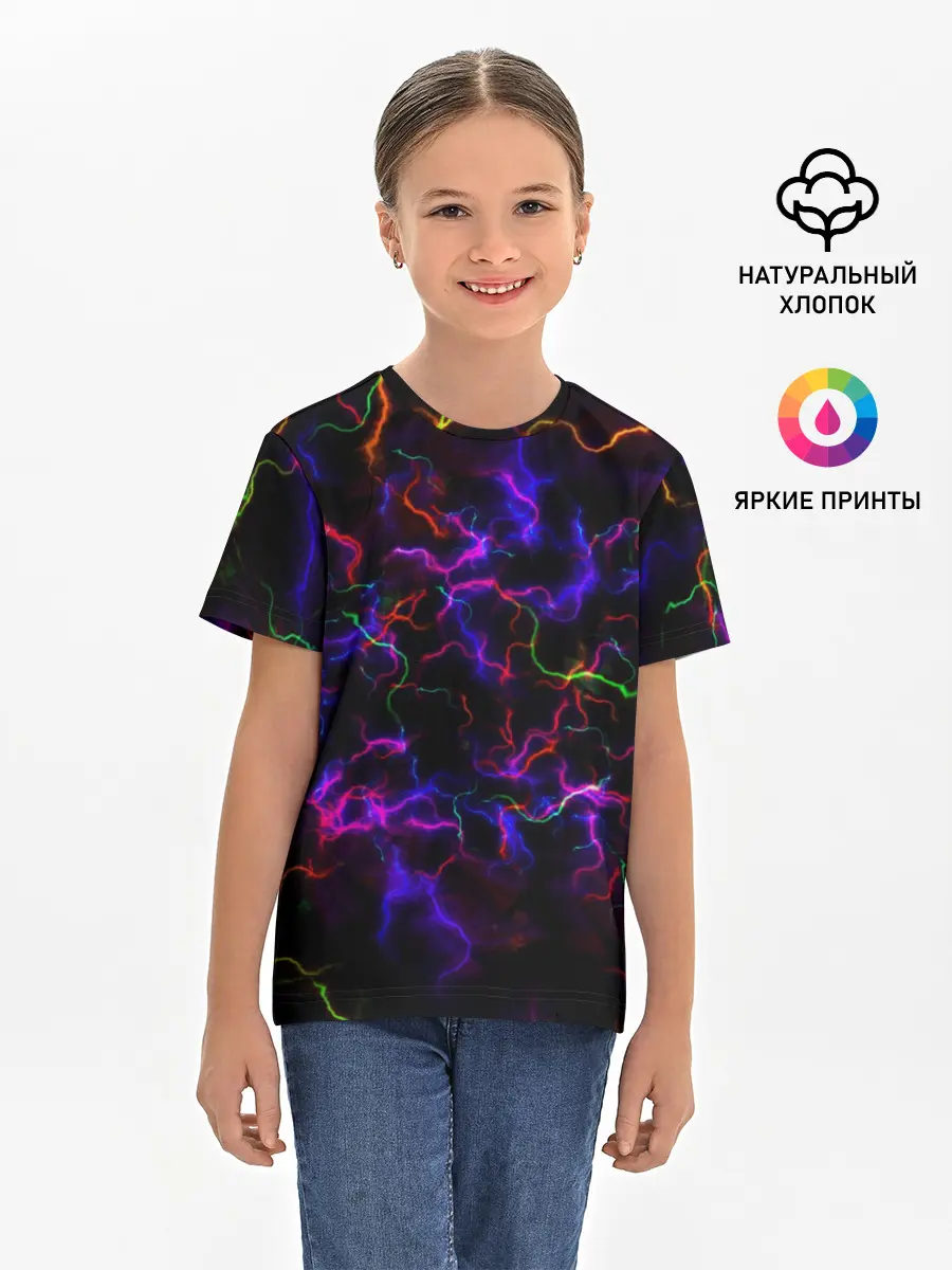 Детская базовая футболка / Ночное Грозовое Небо