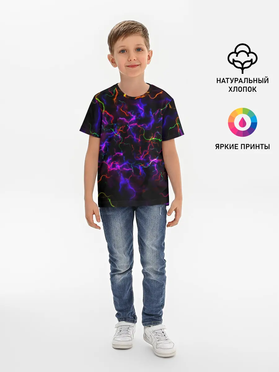 Детская базовая футболка / Ночное Грозовое Небо