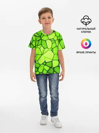 Детская базовая футболка / Зеленая мозаика