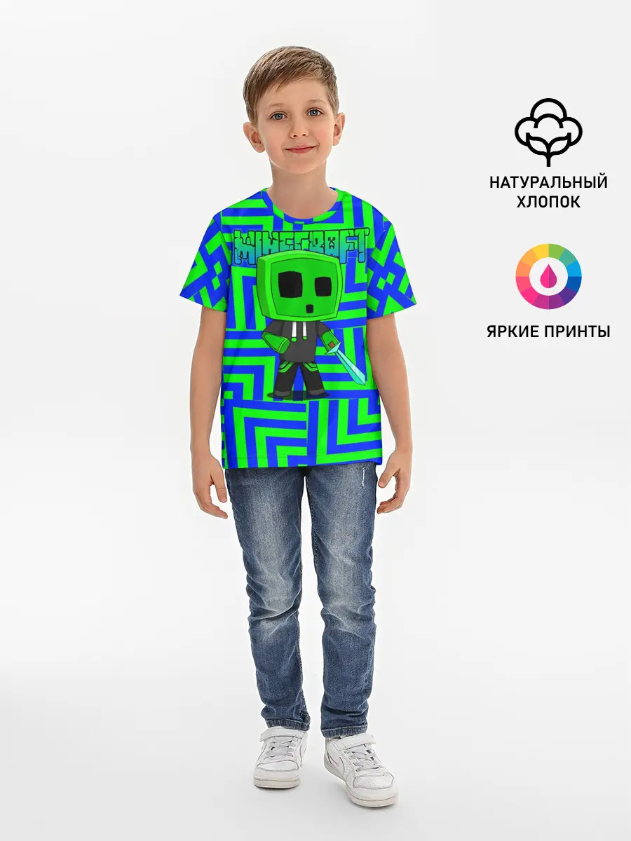 Детская базовая футболка / Minecraft | Creeper