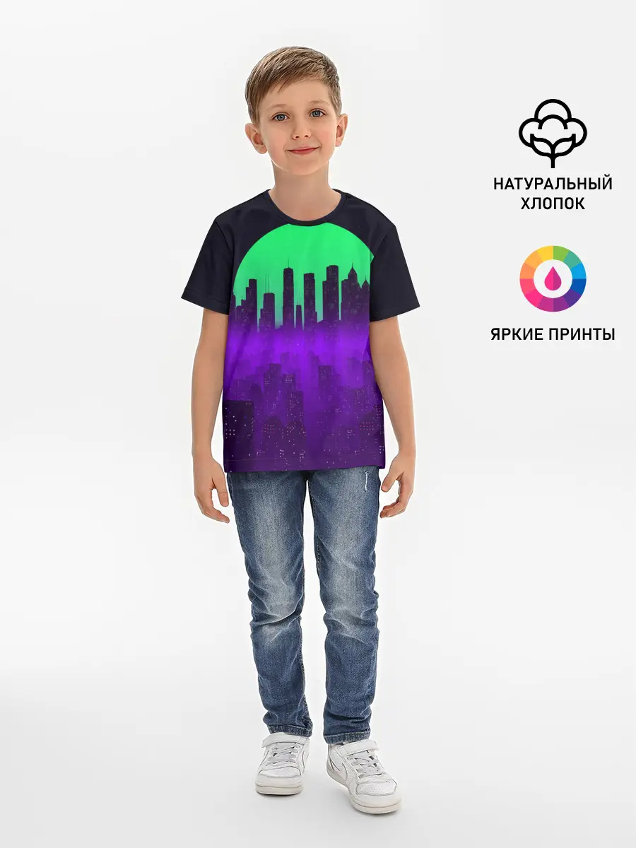 Детская базовая футболка / НЕОНОВЫЙ ГОРОД