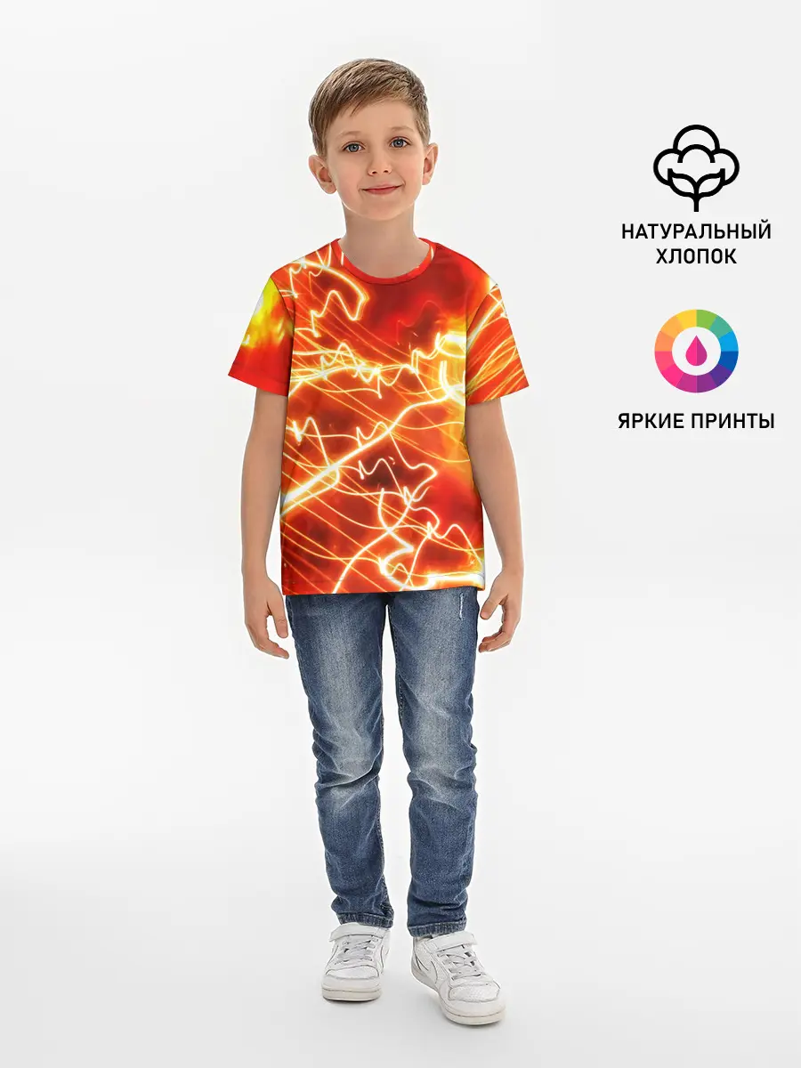 Детская базовая футболка / ОГНЕННАЯ МОЛНИЯ