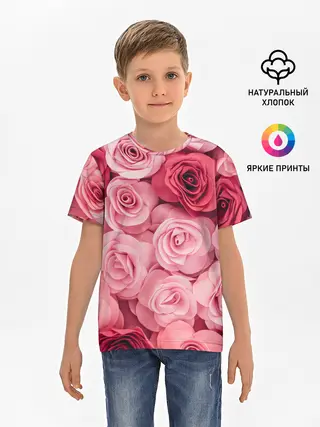 Детская базовая футболка / Розовые Розы