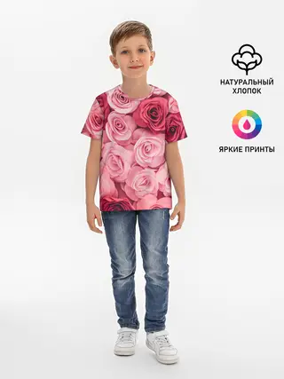 Детская базовая футболка / Розовые Розы