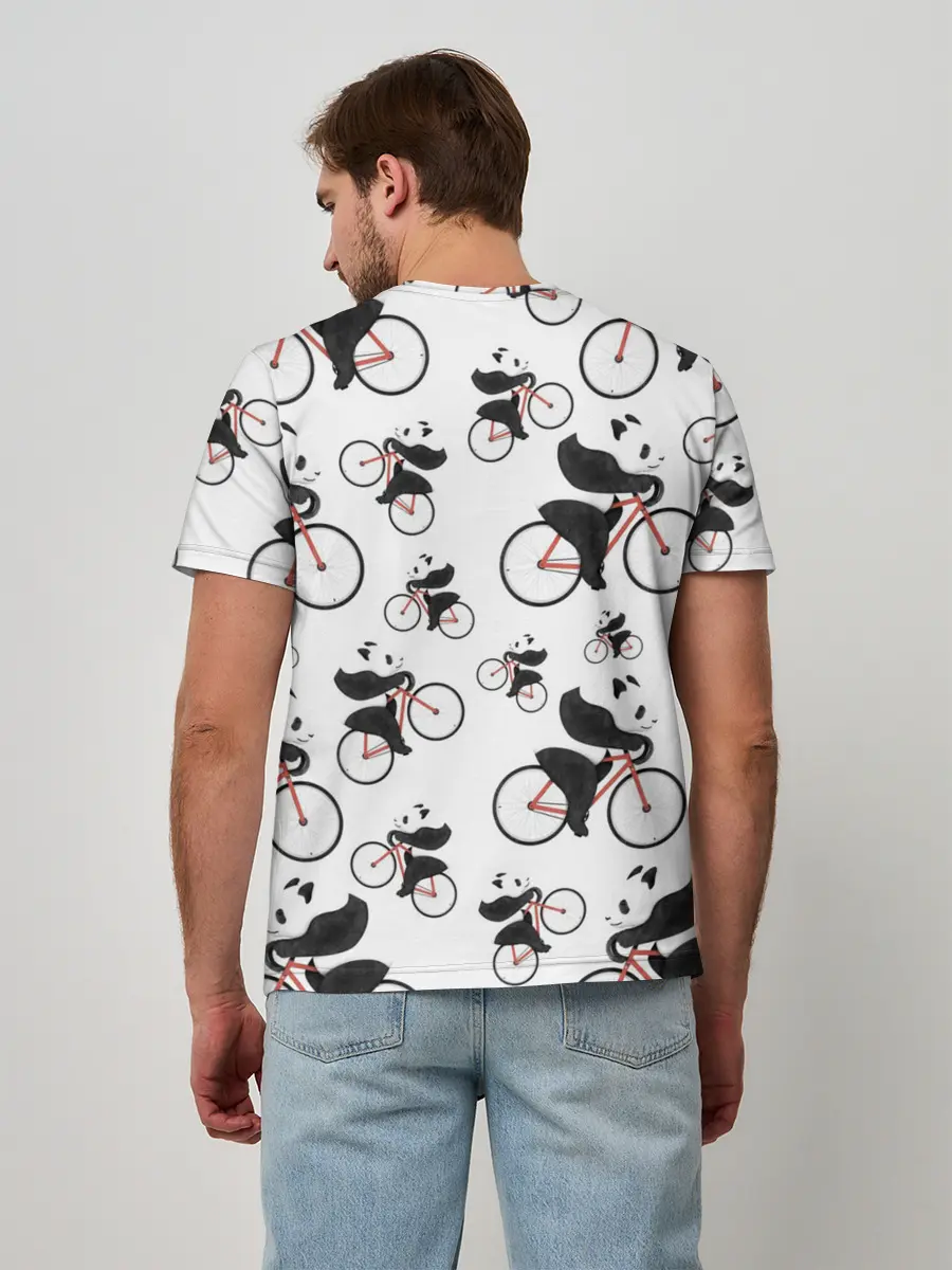 Мужская базовая футболка / Панды На Велосипеде
