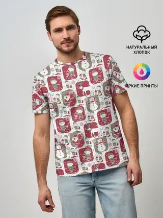 Мужская базовая футболка / Санта везёт подарки