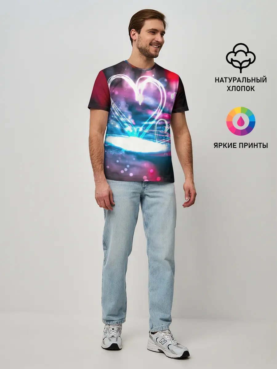Мужская базовая футболка / Неоновое сердце
