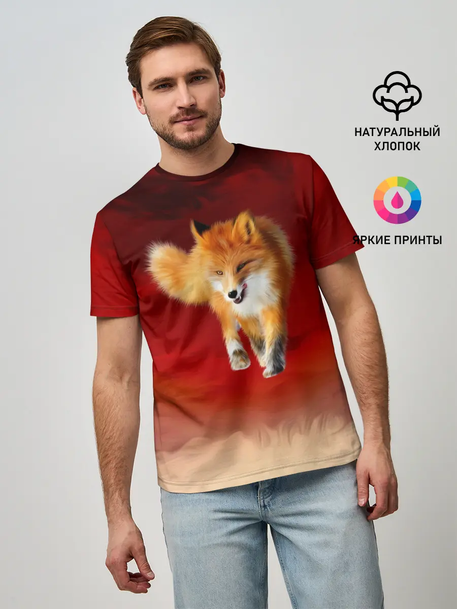 Мужская базовая футболка / Огненная Лиса