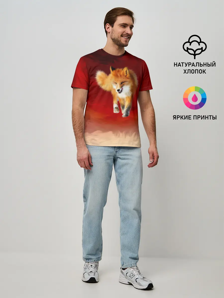 Мужская базовая футболка / Огненная Лиса