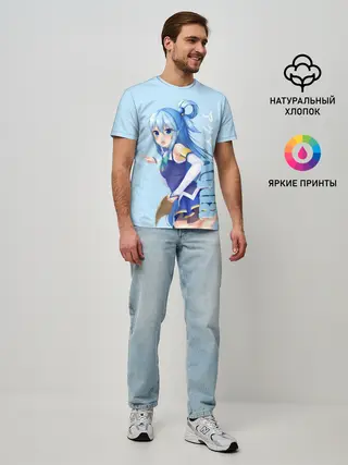 Мужская базовая футболка / коносуба аква поза