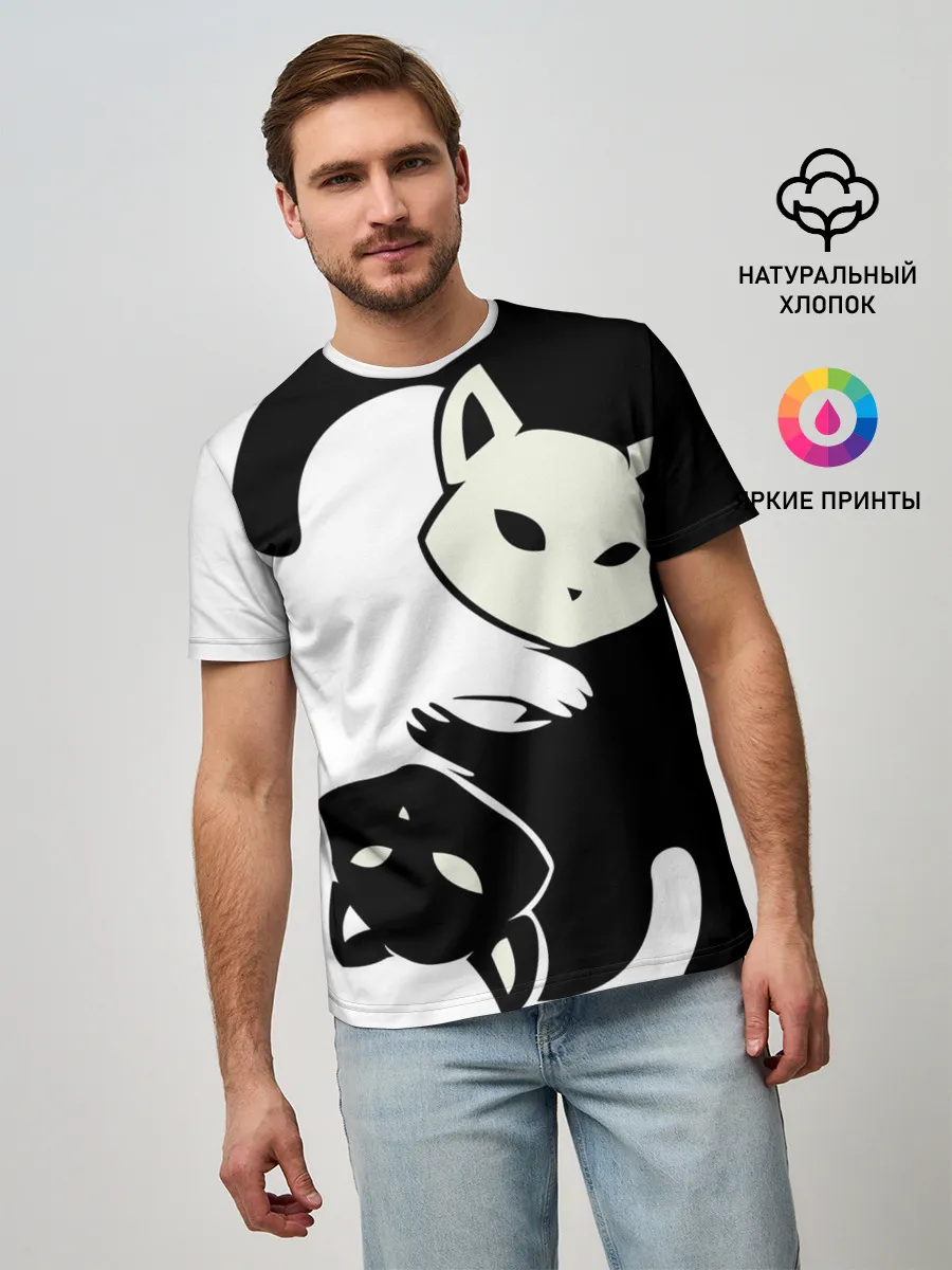 Мужская базовая футболка / Инь и Янь котики