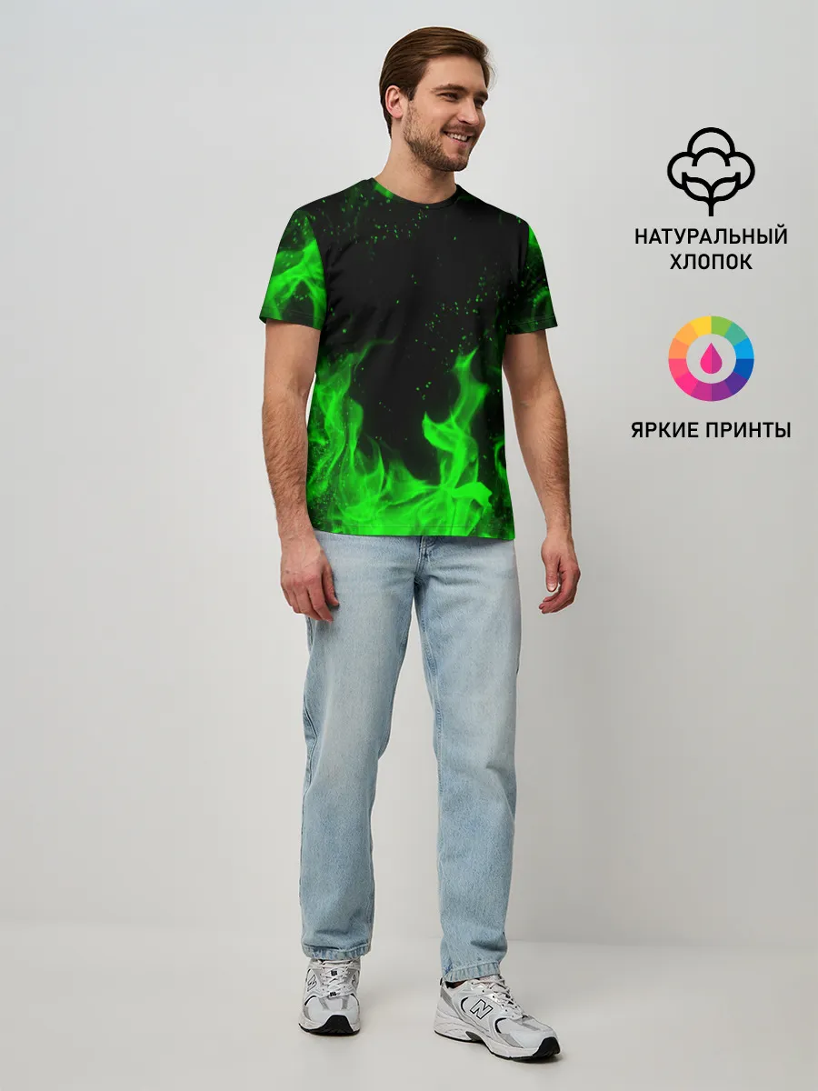 Мужская базовая футболка / ЗЕЛЁНЫЙ ОГОНЬ | GREEN FIRE