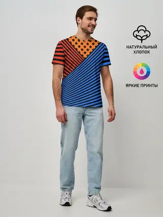 Мужская базовая футболка / Комбинированный полосатый узор