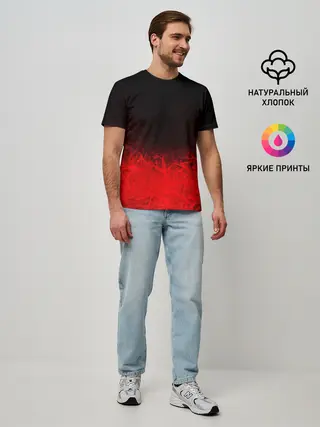 Мужская базовая футболка / КРАСНО-ЧЕРНЫЙ ГРАДИЕНТ
