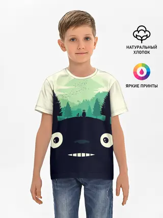 Детская базовая футболка / Тоторо охраняет лес