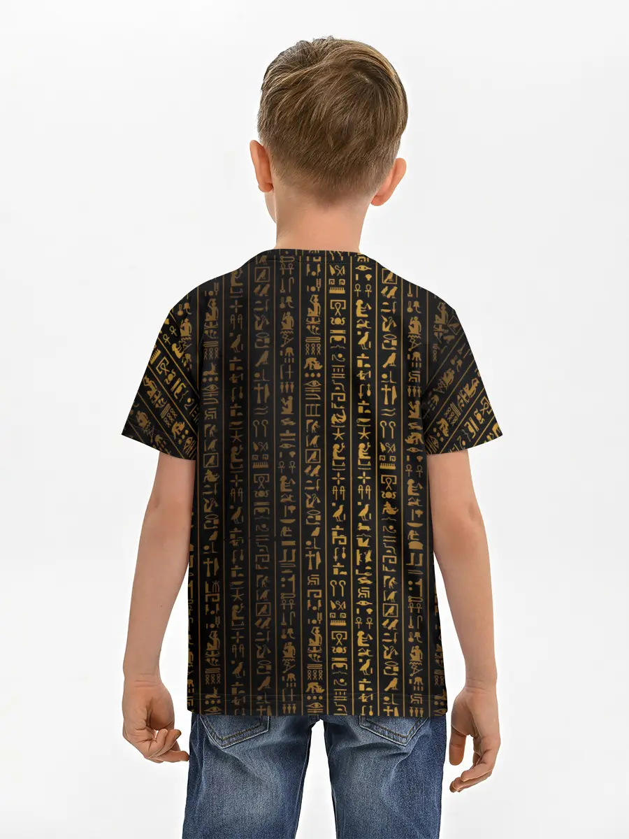 Детская базовая футболка / ЕГИПЕТСКИЕ ИЕРОГЛИФЫ ЗОЛОТОМ