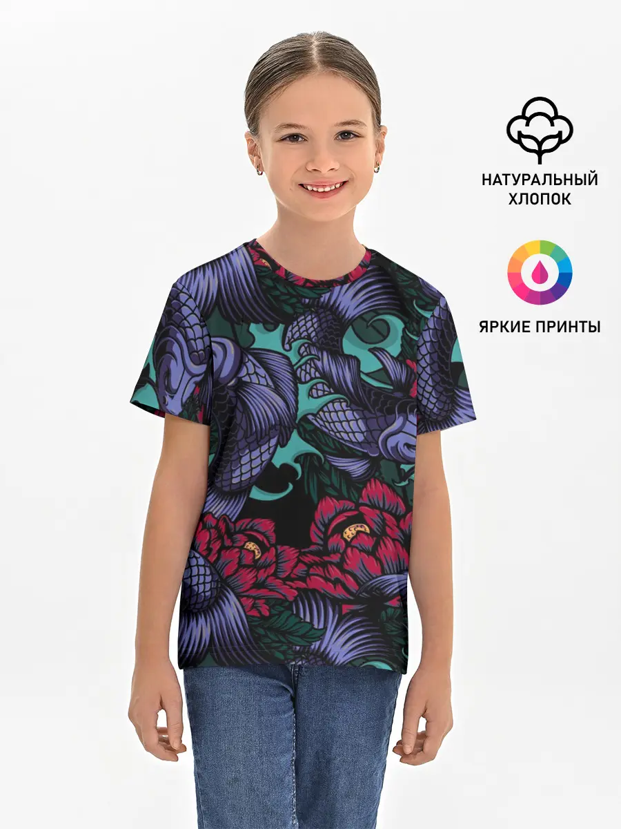 Детская базовая футболка / Японские карпы