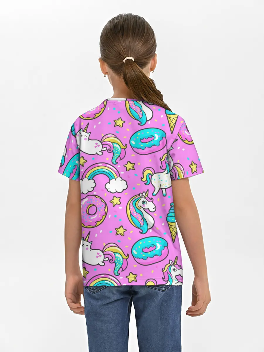 Детская базовая футболка / Котики и Единороги