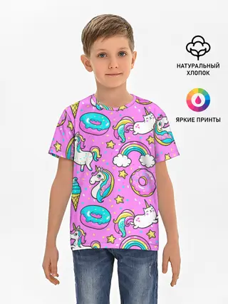 Детская базовая футболка / Котики и Единороги