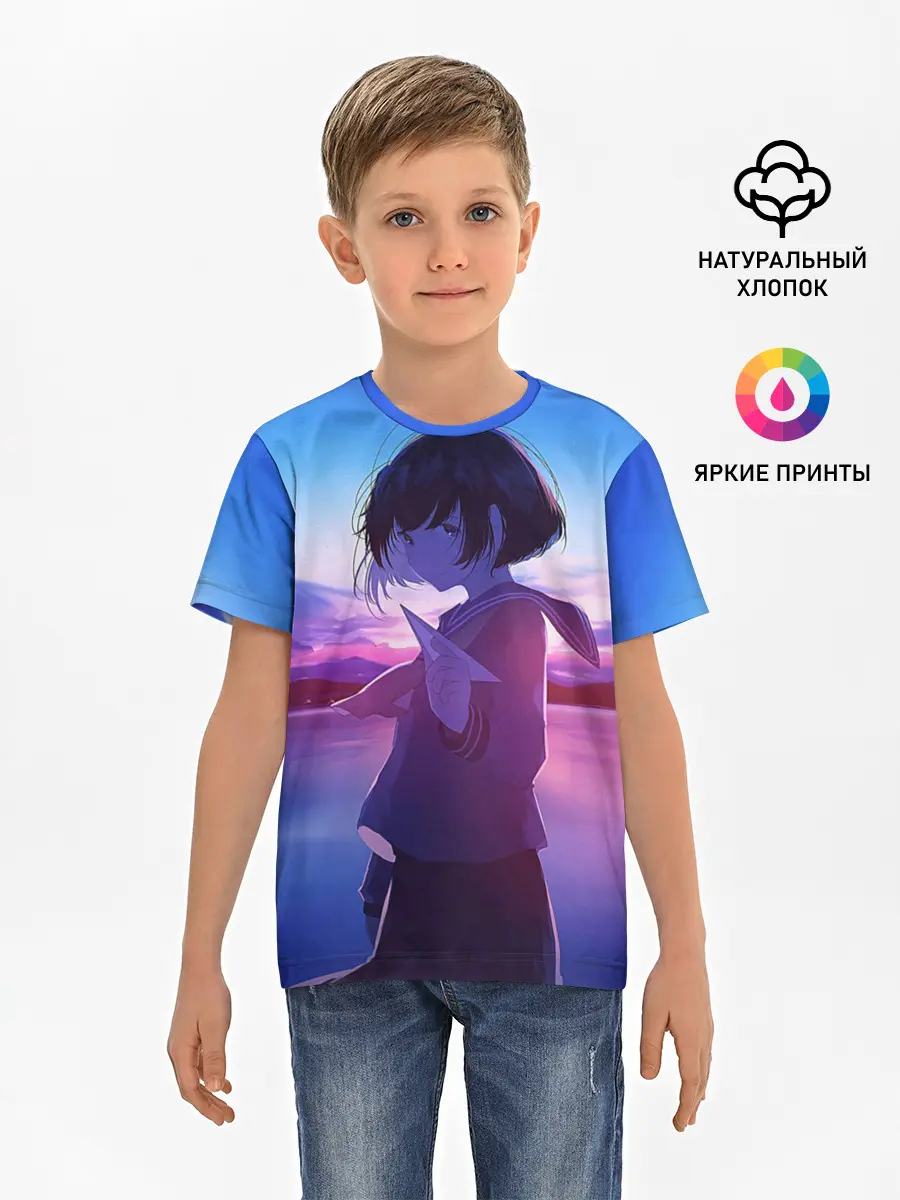 Детская базовая футболка / Anime Sunset