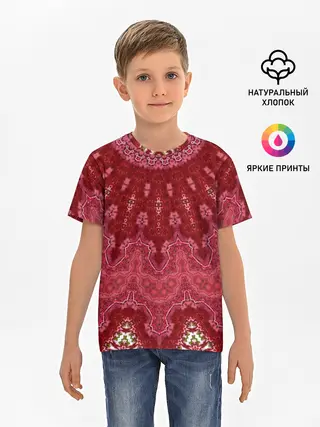 Детская базовая футболка / Красно-розовый калейдоскоп