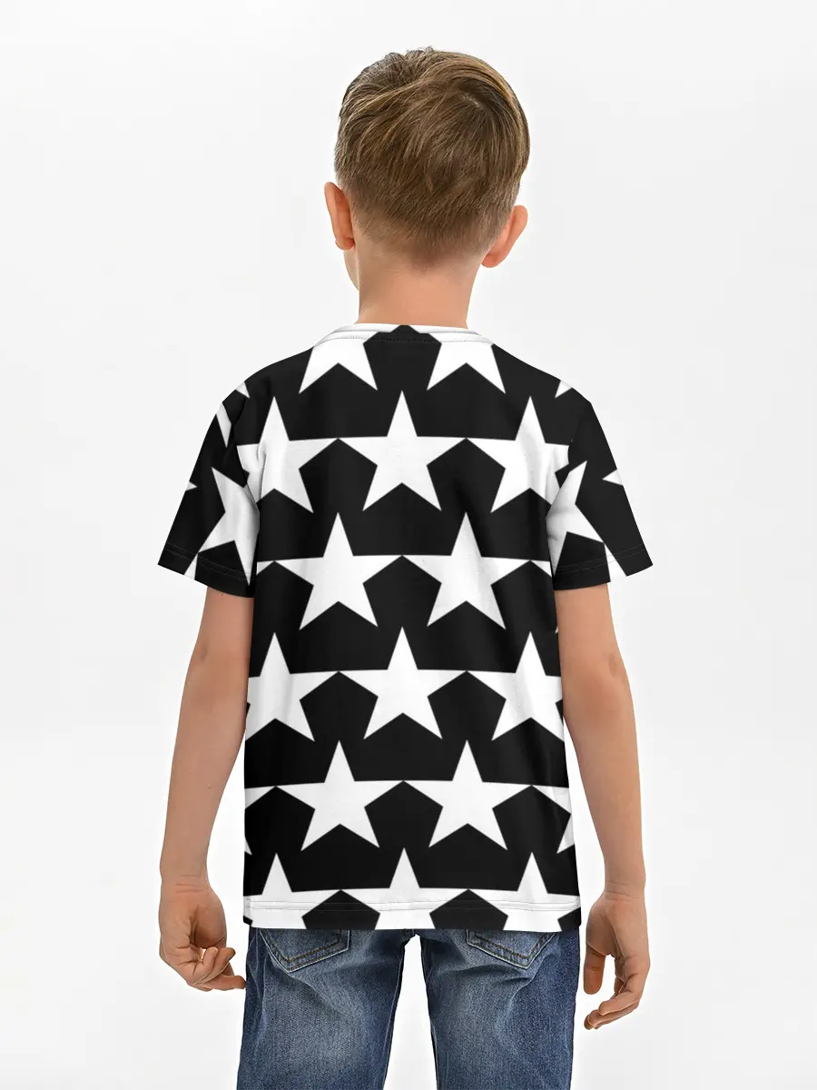 Детская базовая футболка / Белые звёзды на чёрном фоне 2
