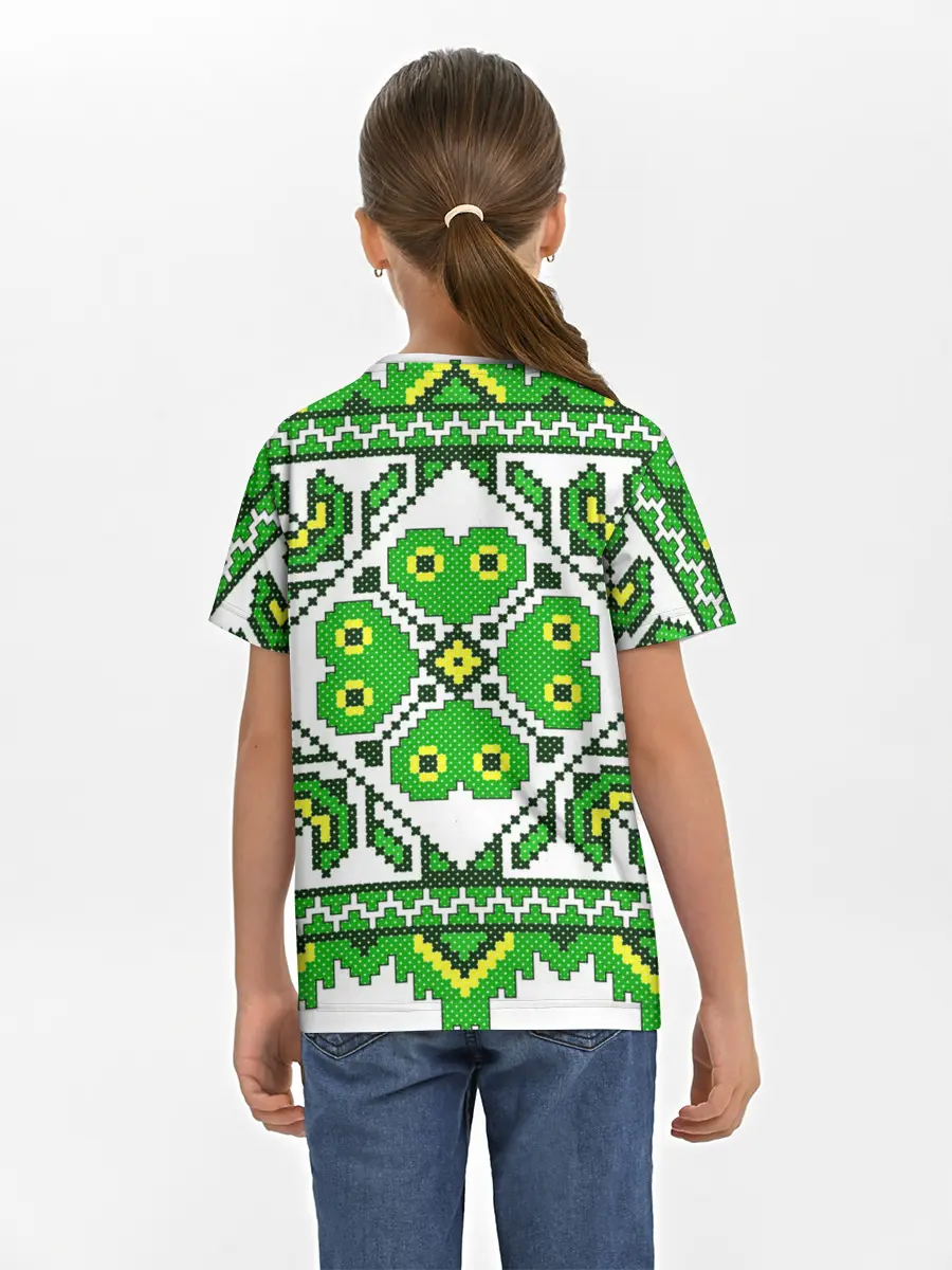 Детская базовая футболка / Славянский Узор Зеленый