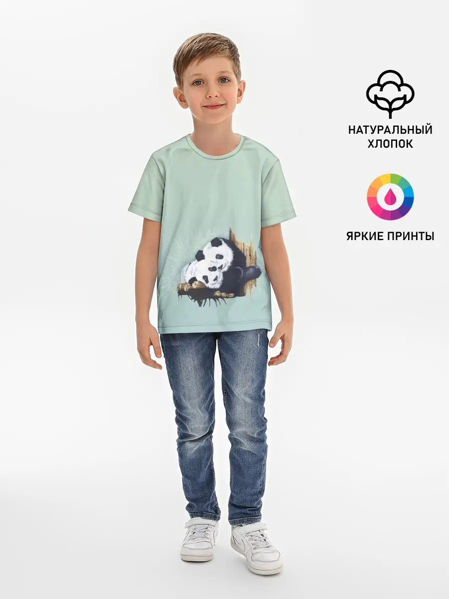 Детская базовая футболка / акварельные панды