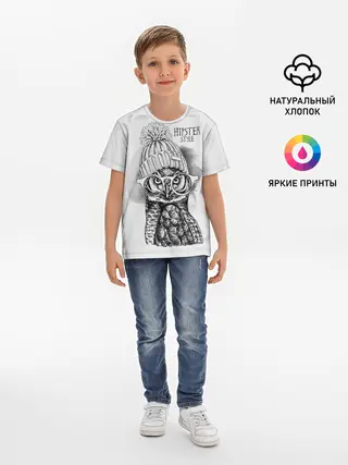 Детская базовая футболка / Хипстер сова