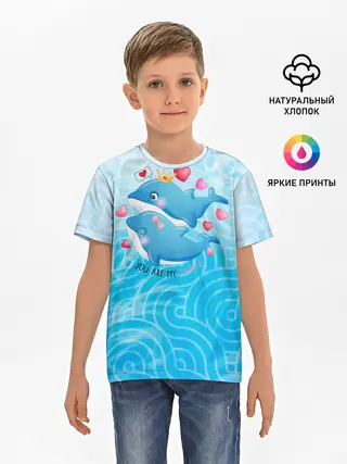 Детская базовая футболка / Два дельфина