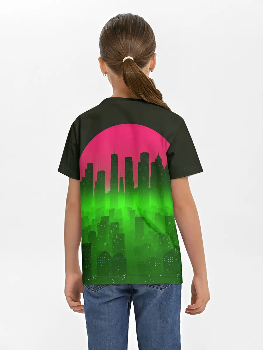 Детская базовая футболка / НЕОНОВЫЙ ГОРОД