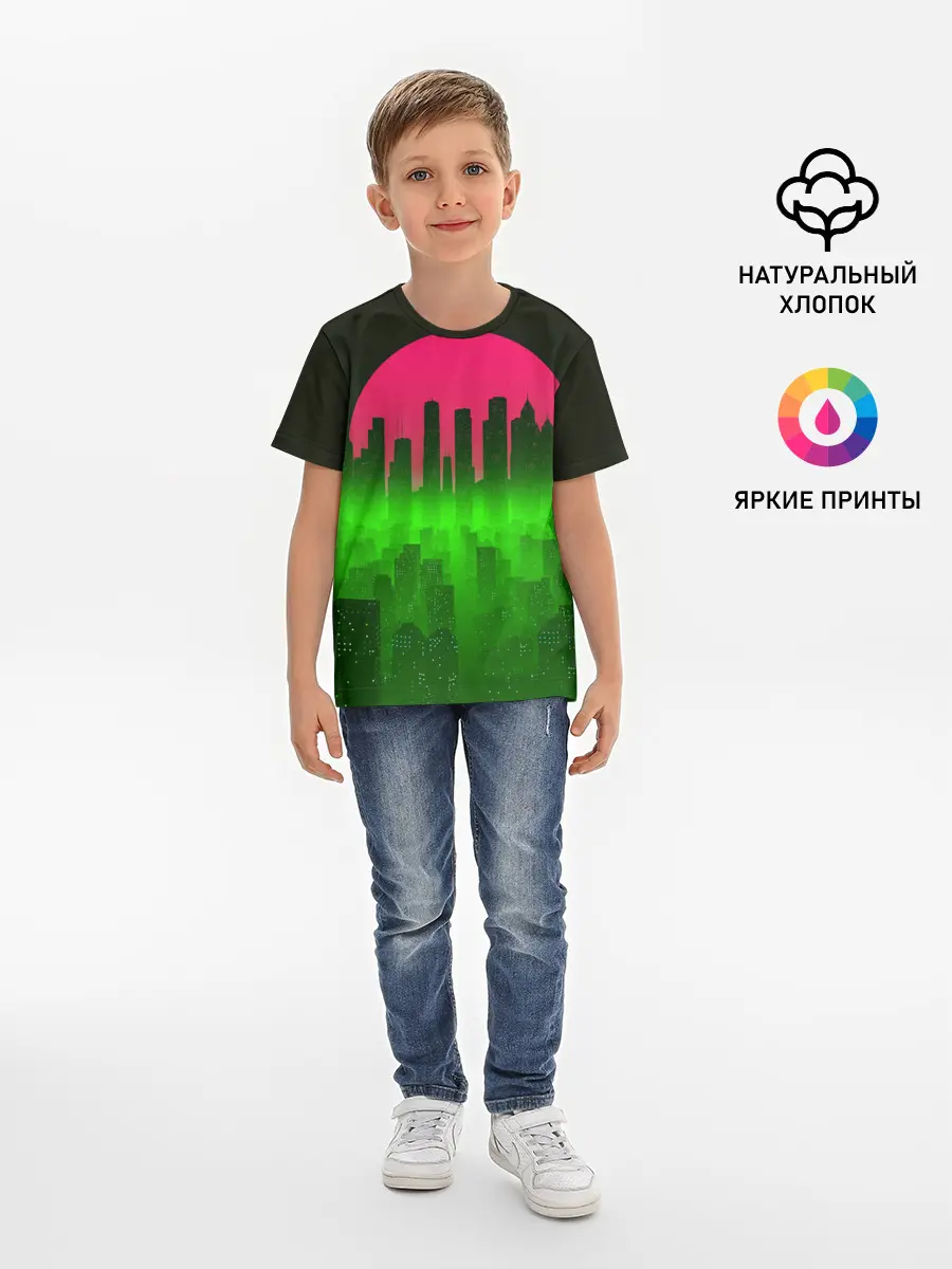 Детская базовая футболка / НЕОНОВЫЙ ГОРОД