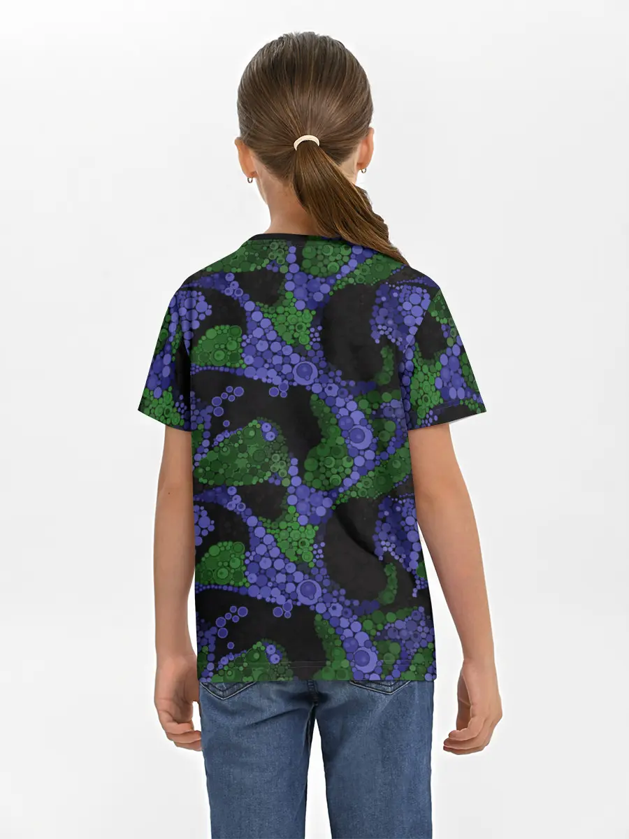 Детская базовая футболка / Абстрактный темный в горох