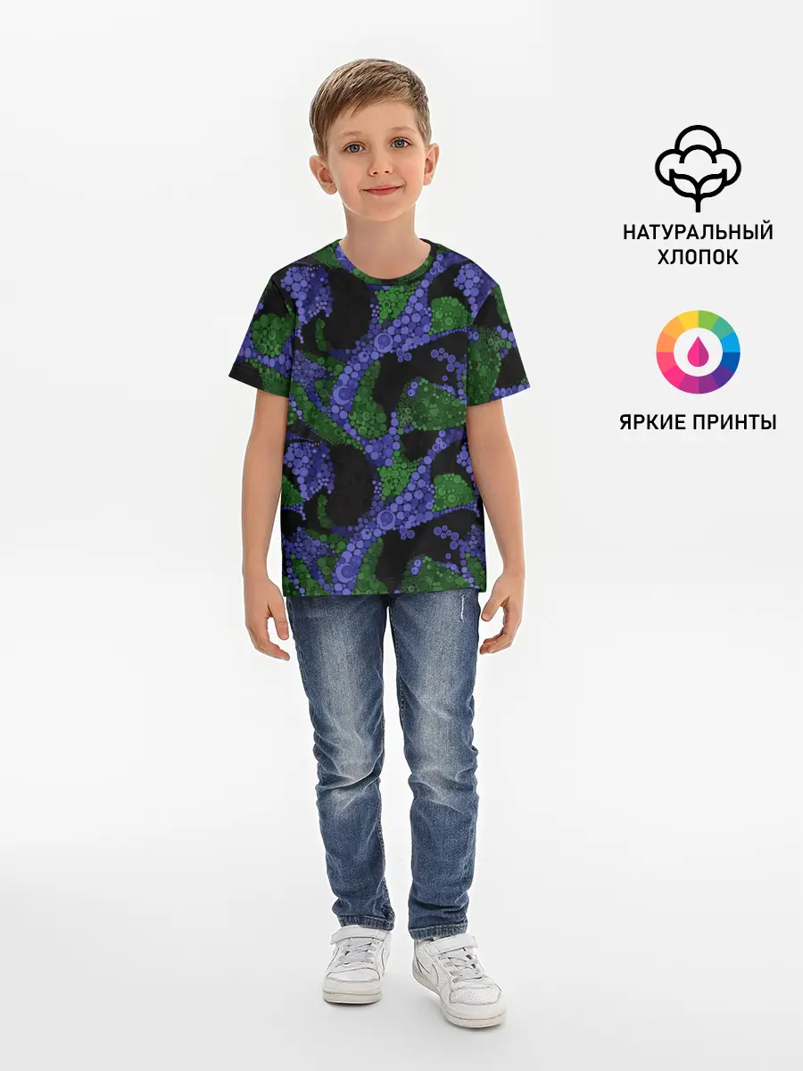 Детская базовая футболка / Абстрактный темный в горох