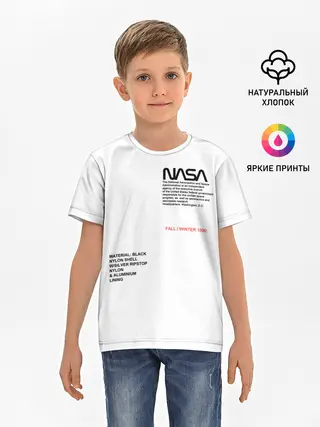 Детская базовая футболка / NASA БЕЛАЯ ФОРМА | НАСА WHITE UNIFORM
