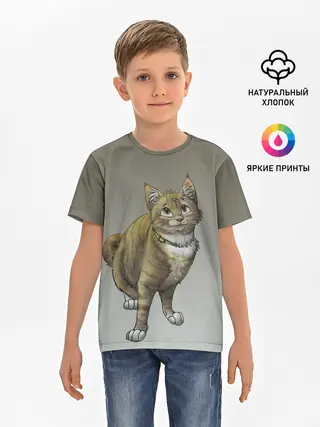Детская базовая футболка / полосатый уличный кот