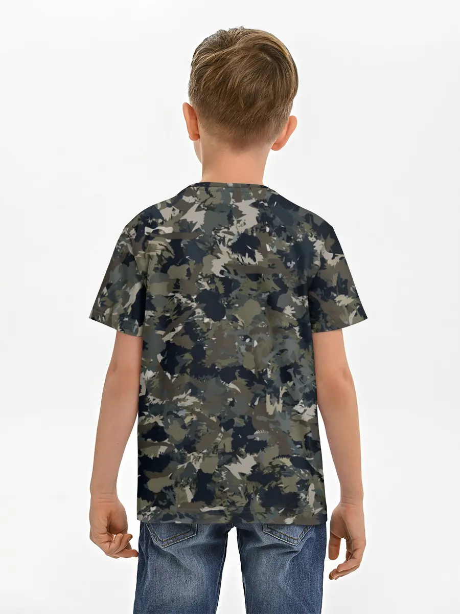 Детская базовая футболка / Камуфляж с кабаном