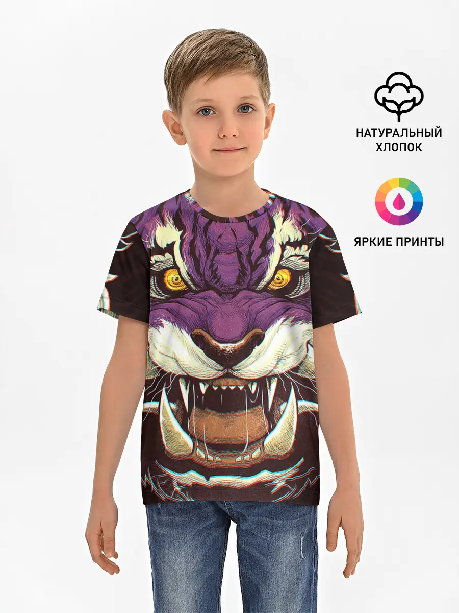 Детская базовая футболка / Маска тигра