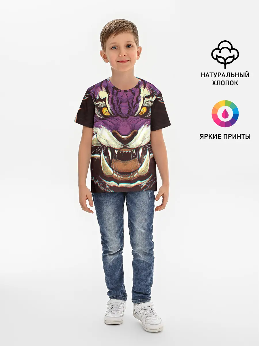 Детская базовая футболка / Маска тигра