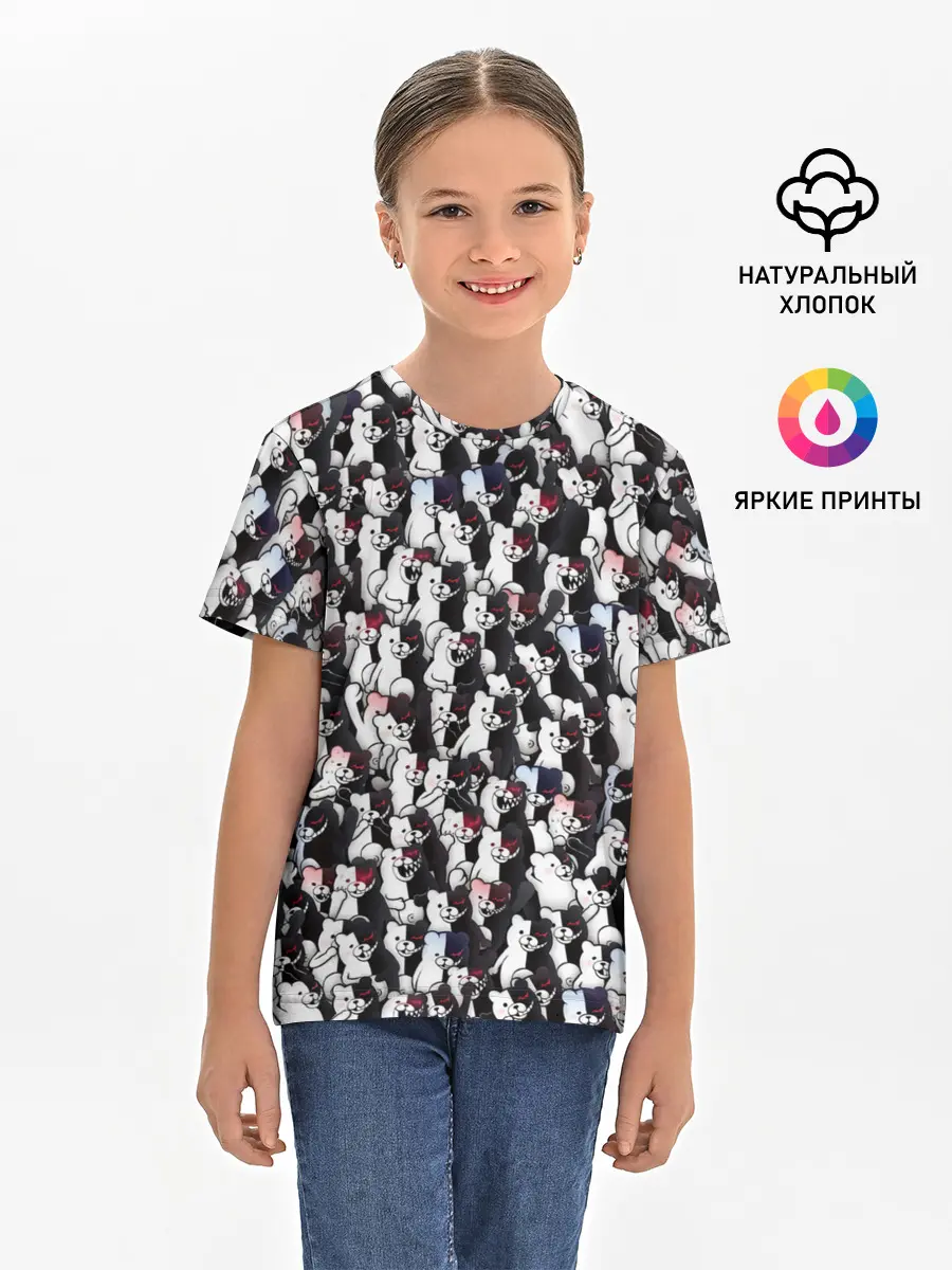 Детская базовая футболка / Черно-белые медведи