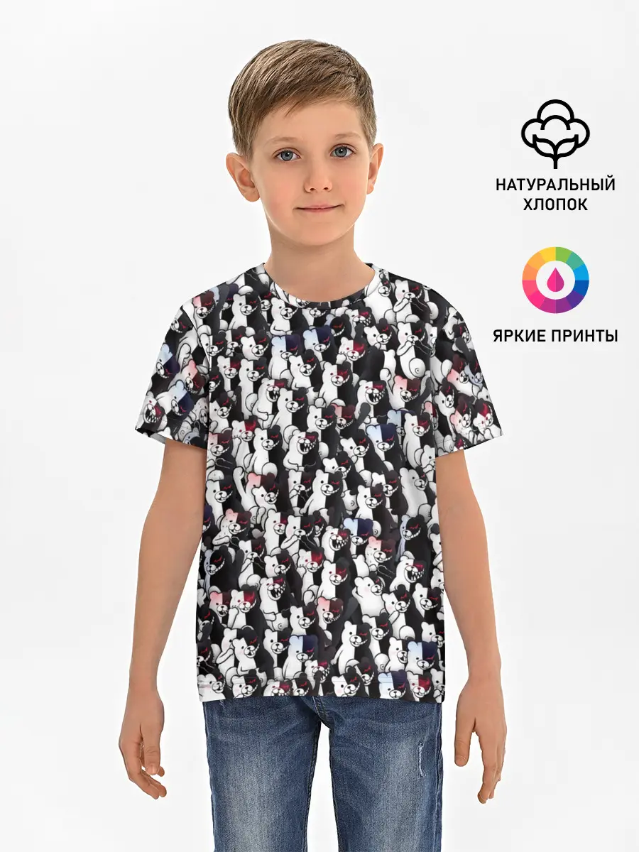 Детская базовая футболка / Черно-белые медведи