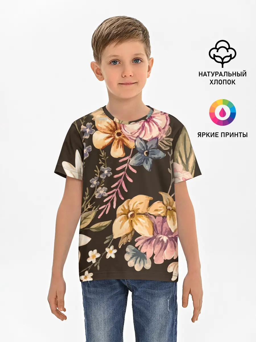 Детская базовая футболка / цветы