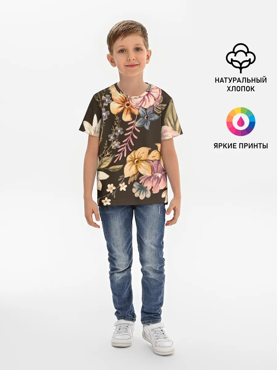 Детская базовая футболка / цветы
