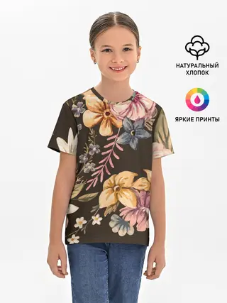 Детская базовая футболка / цветы