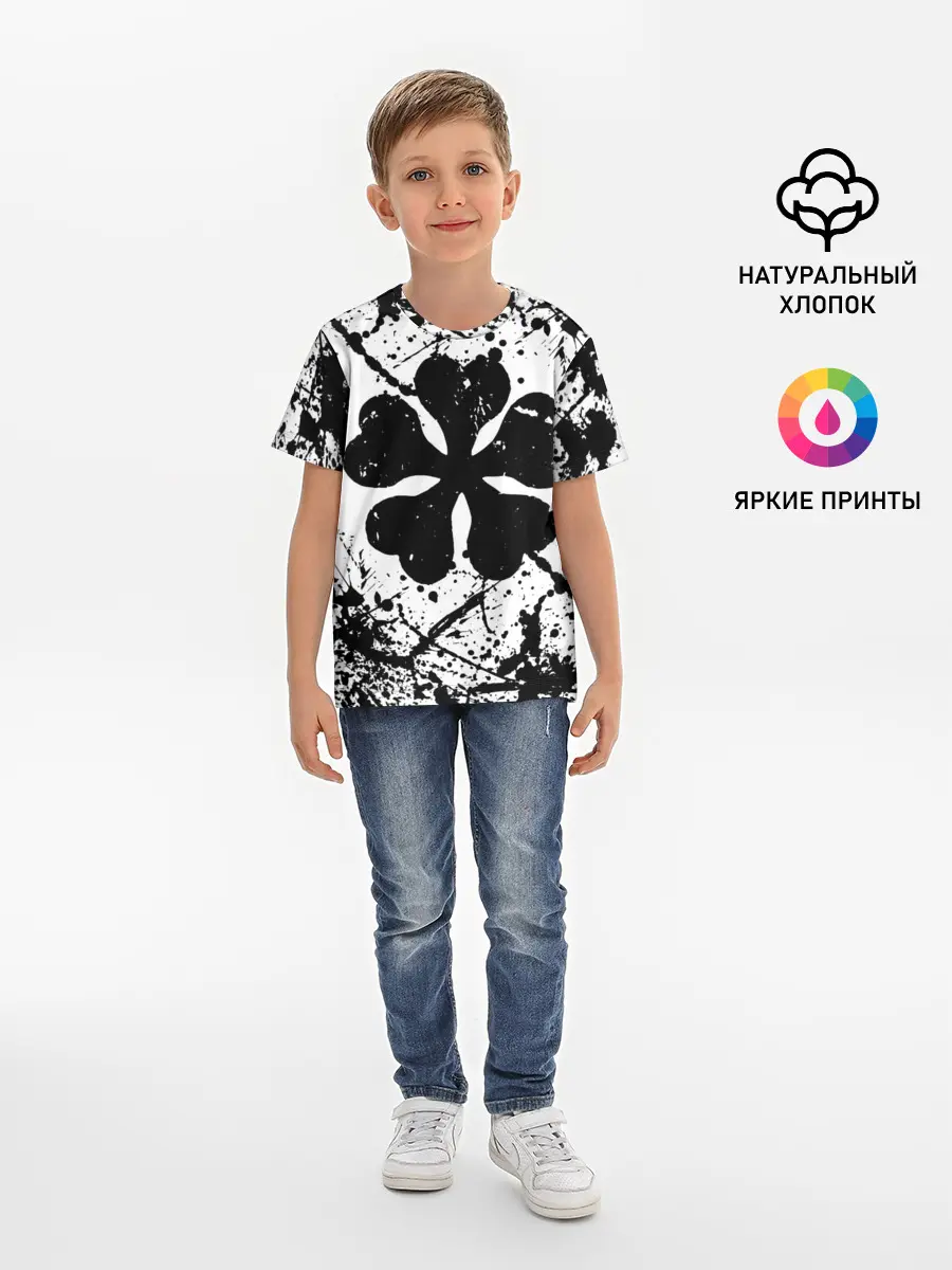 Детская базовая футболка / черный клевер,