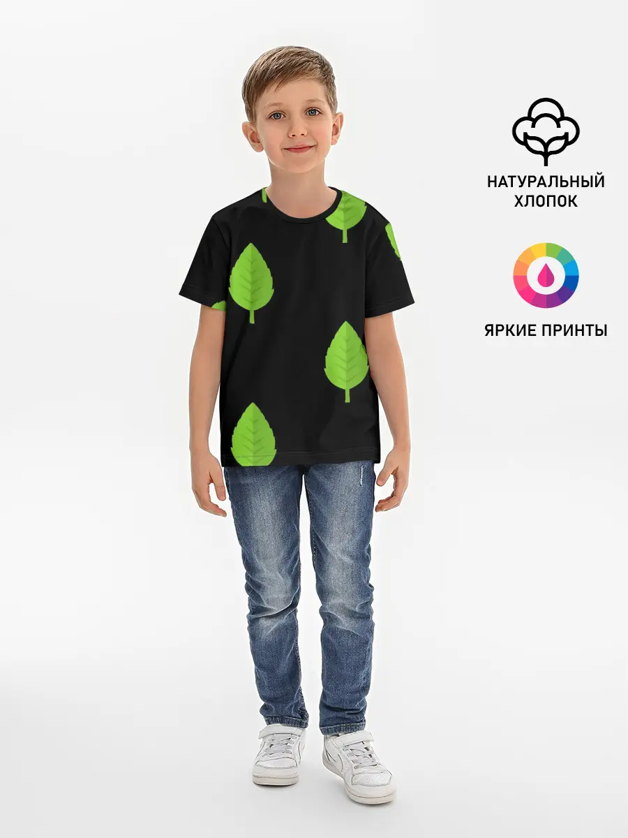 Детская базовая футболка / Птица и листочек