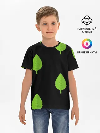 Детская базовая футболка / Птица и листочек