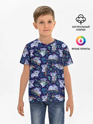 Детская базовая футболка / Фиолетовые коалы