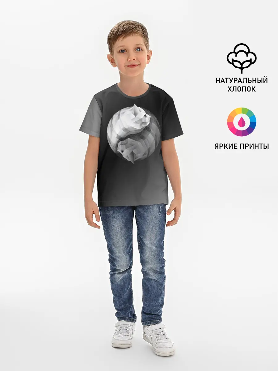 Детская базовая футболка / Янь Янь Котики